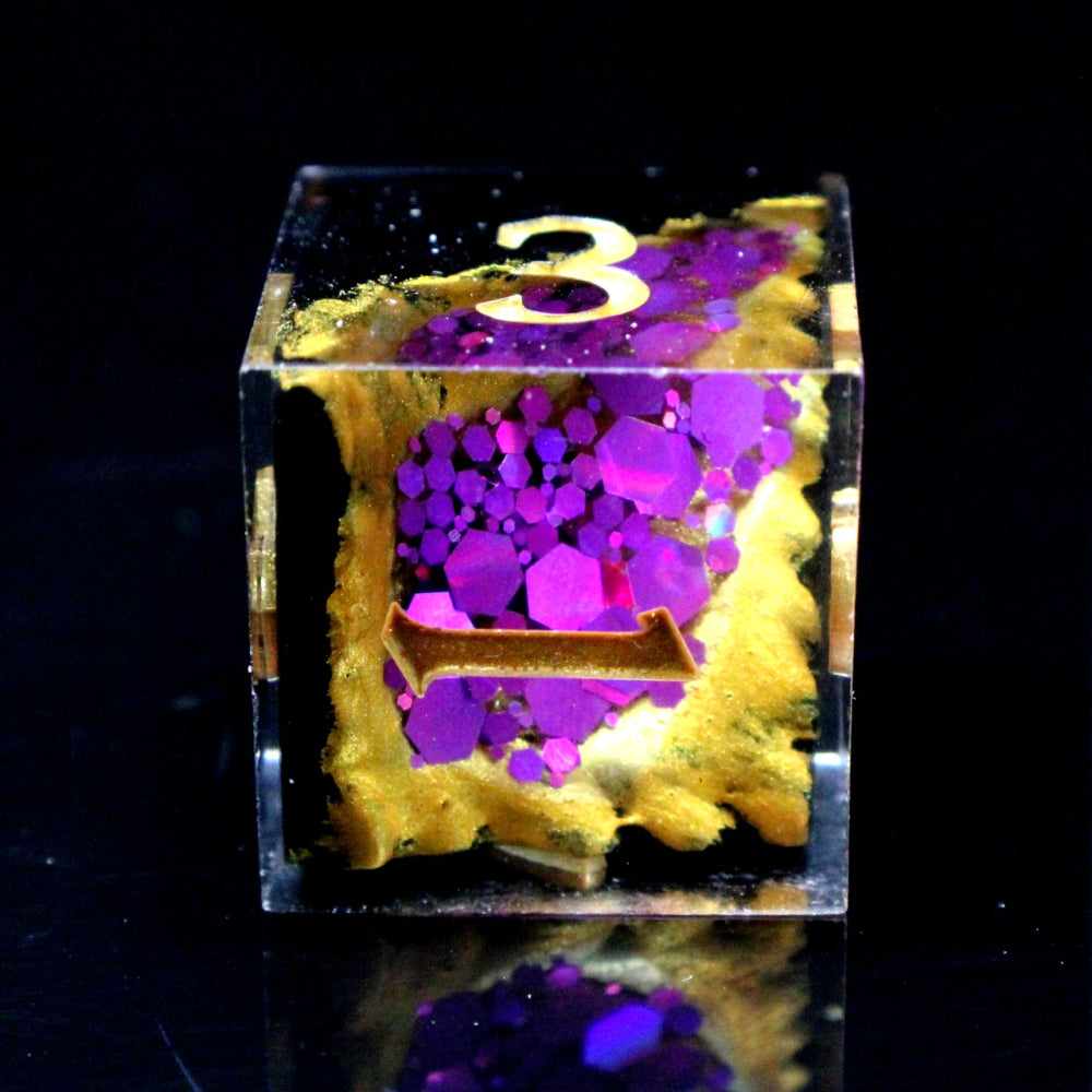 Sharp Edged RPG Dice: Geode - Amethyst w/Black (Old School Dice)