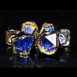 Sharp Edged RPG Dice: Geode - Blue Crystal w/Black (Old School Dice)