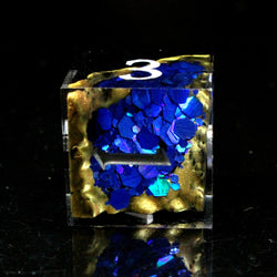 Sharp Edged RPG Dice: Geode - Blue Crystal w/Black (Old School Dice)
