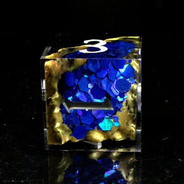 Sharp Edged RPG Dice: Geode - Blue Crystal w/Black (Old School Dice)