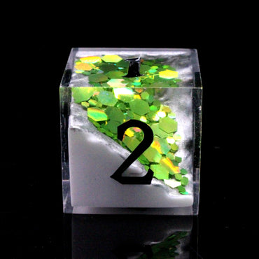 Sharp Edged RPG Dice: Geode - Green Fluorite w/White (Old School Dice)