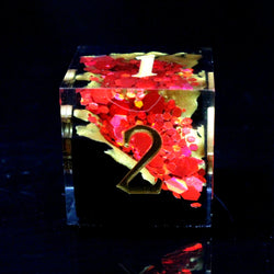 Sharp Edged RPG Dice: Geode - Red Ruby w/Black (Old School Dice)