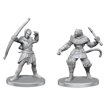 Pathfinder Minis: Elf Hunter & Catfolk Bandit (Unpainted / WV26)