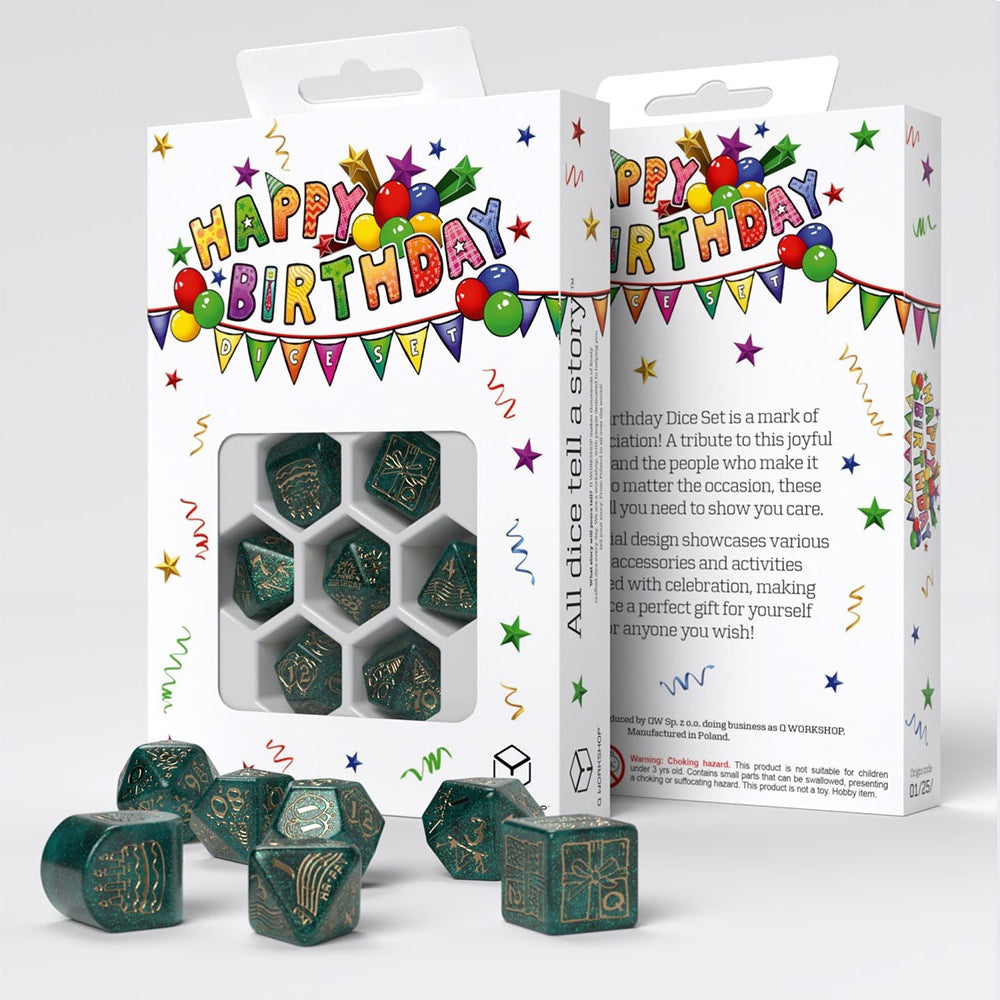 RPG Dice: Happy Birthday! - Teal Balloons (Q-Workshop)