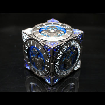 Metal 7-in-1 Dice Spinner: Dice Goblin - Matte Black w/Blue (Old School Dice)