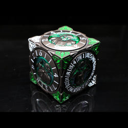 Metal 7-in-1 Dice Spinner: Dice Goblin - Matte Black w/Green (Old School Dice)