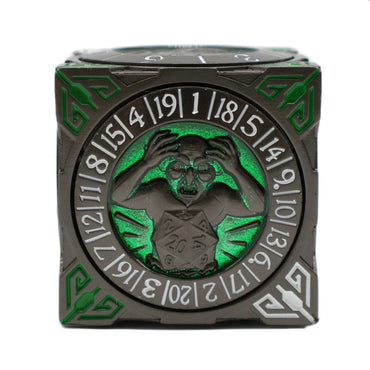 Metal 7-in-1 Dice Spinner: Dice Goblin - Matte Black w/Green (Old School Dice)