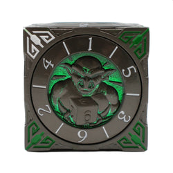 Metal 7-in-1 Dice Spinner: Dice Goblin - Matte Black w/Green (Old School Dice)