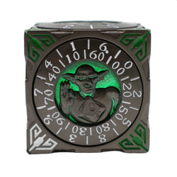 Metal 7-in-1 Dice Spinner: Dice Goblin - Matte Black w/Green (Old School Dice)