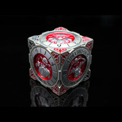 Metal 7-in-1 Dice Spinner: Dice Goblin - Silver w/Red (Old School Dice)
