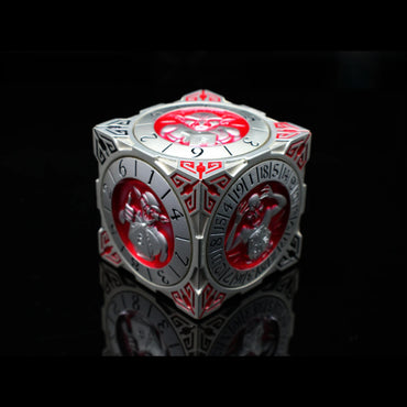 Metal 7-in-1 Dice Spinner: Dice Goblin - Silver w/Red (Old School Dice)