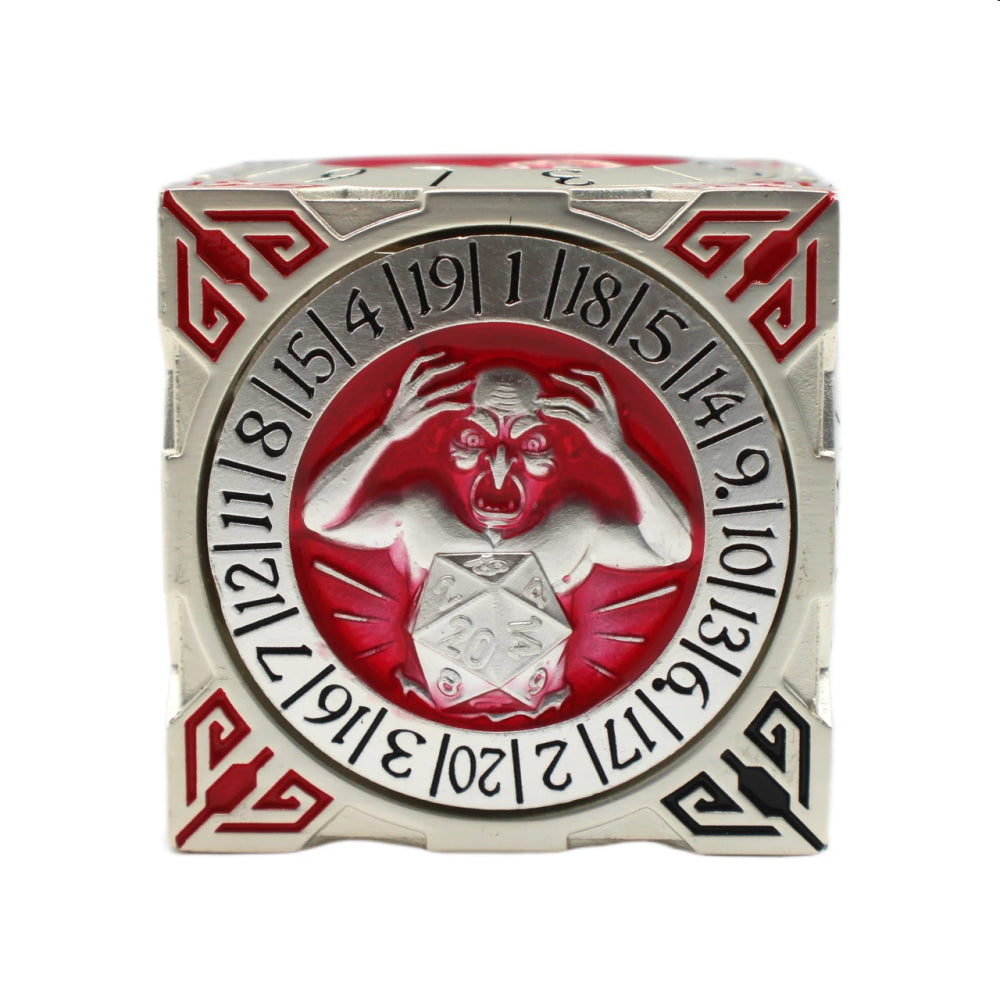 Metal 7-in-1 Dice Spinner: Dice Goblin - Silver w/Red (Old School Dice)