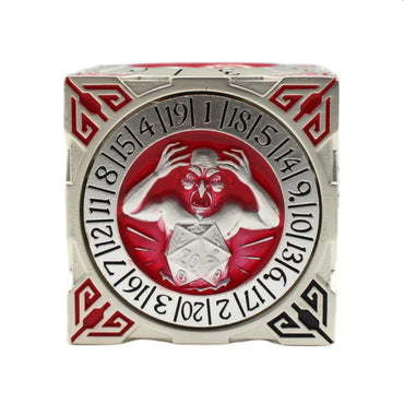 Metal 7-in-1 Dice Spinner: Dice Goblin - Silver w/Red (Old School Dice)
