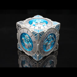 Metal 7-in-1 Dice Spinner: Dice Goblin - Silver w/Teal (Old School Dice)