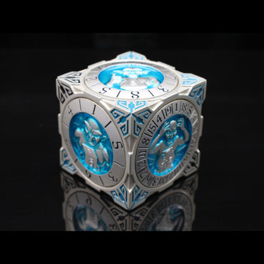 Metal 7-in-1 Dice Spinner: Dice Goblin - Silver w/Teal (Old School Dice)