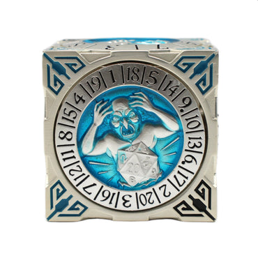 Metal 7-in-1 Dice Spinner: Dice Goblin - Silver w/Teal (Old School Dice)