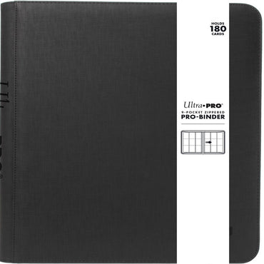 Ultra PRO Zippered PRO-Binder: Premium Sideloading Card Binder - Black (9 Pocket / Holds 180)