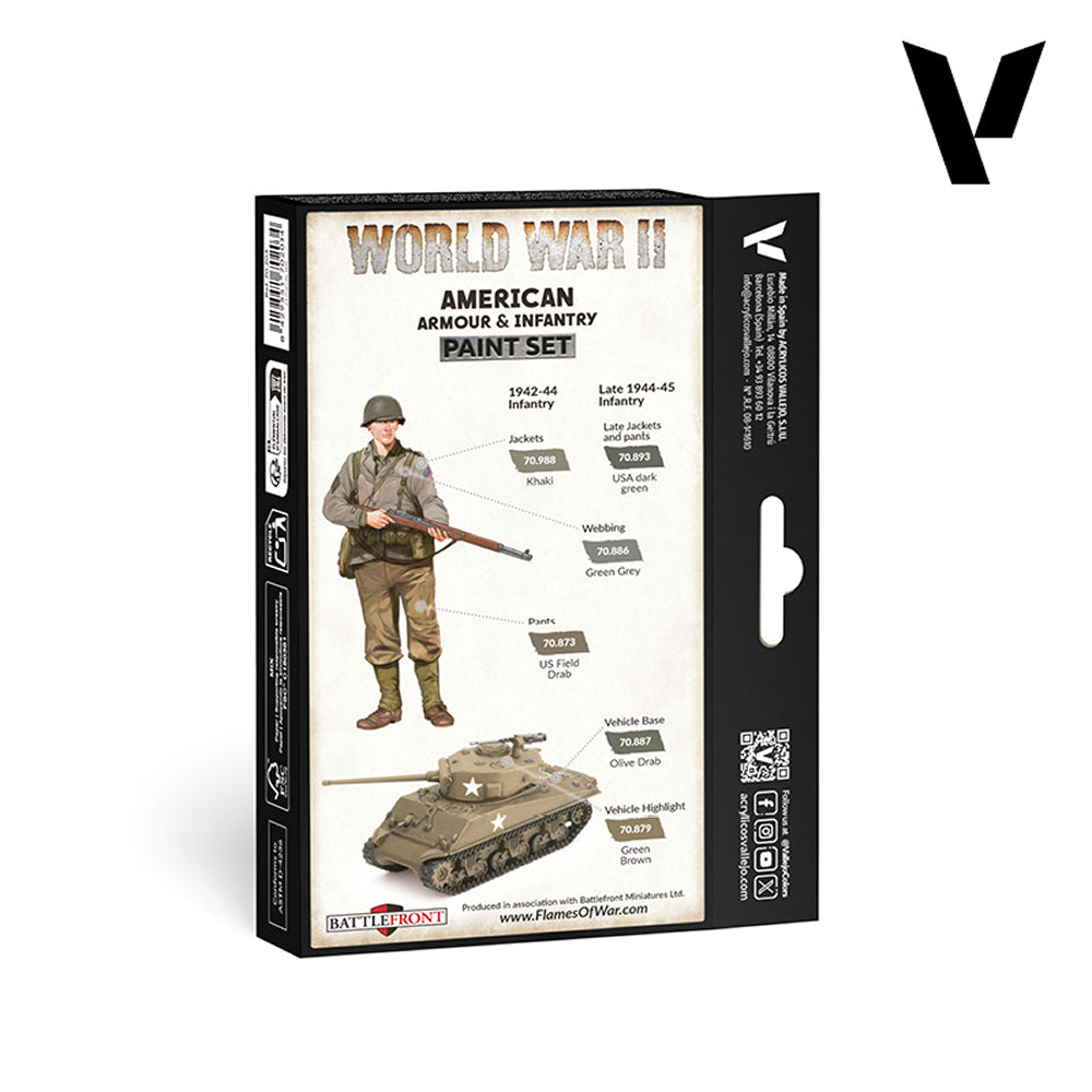 Vallejo: World War II Paint Set - American Armour & Infantry (70.203)