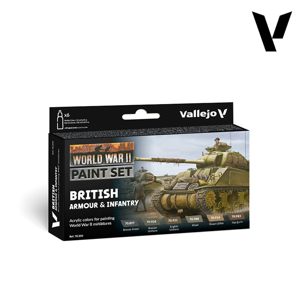 Vallejo: World War II Paint Set - British Armour & Infantry (70.204)