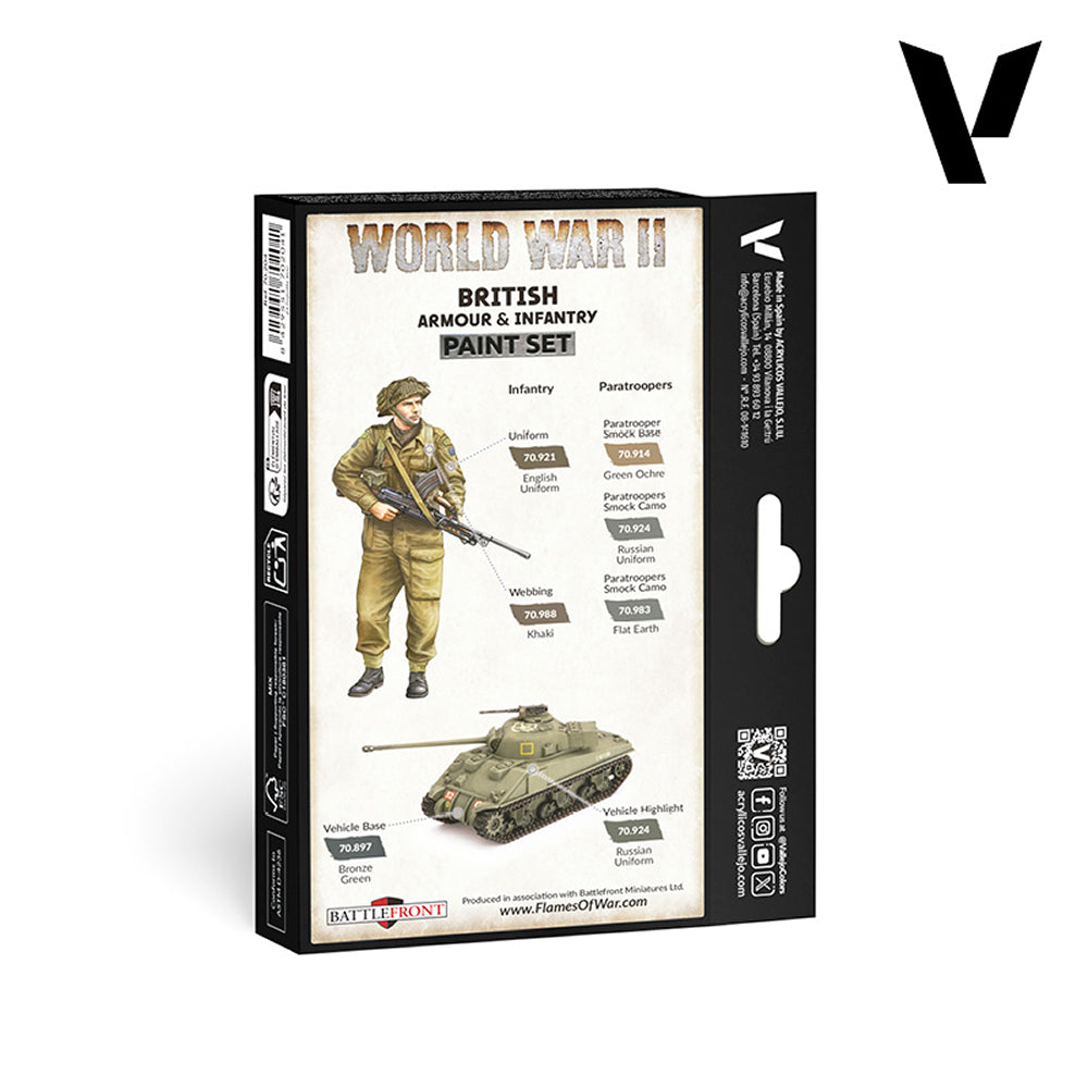 Vallejo: World War II Paint Set - British Armour & Infantry (70.204)