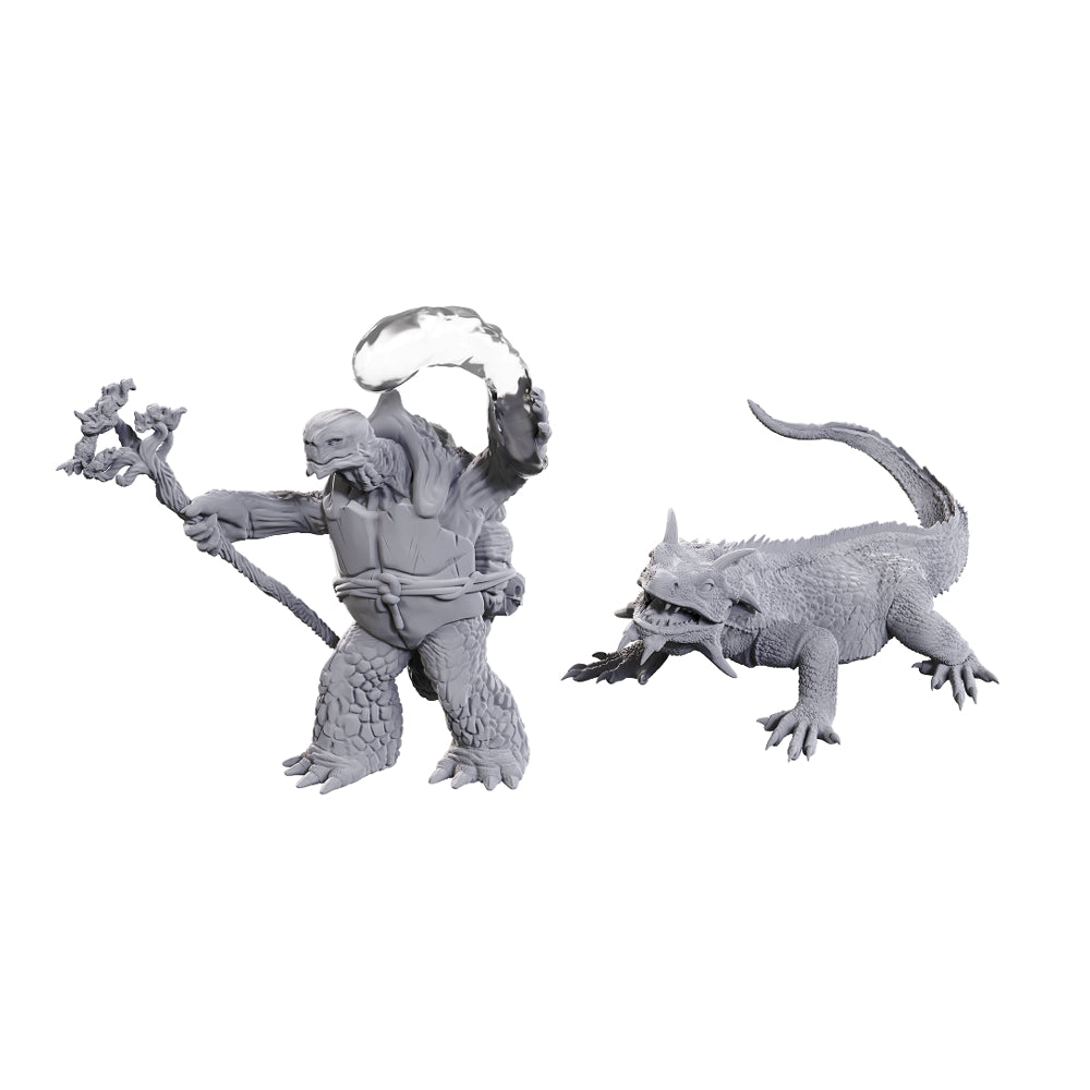 D&D Minis: Tortle Druid & Wild Shape Giant Lizard (Unpainted / WV24)