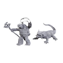 D&D Minis: Tortle Druid & Wild Shape Giant Lizard (Unpainted / WV24)