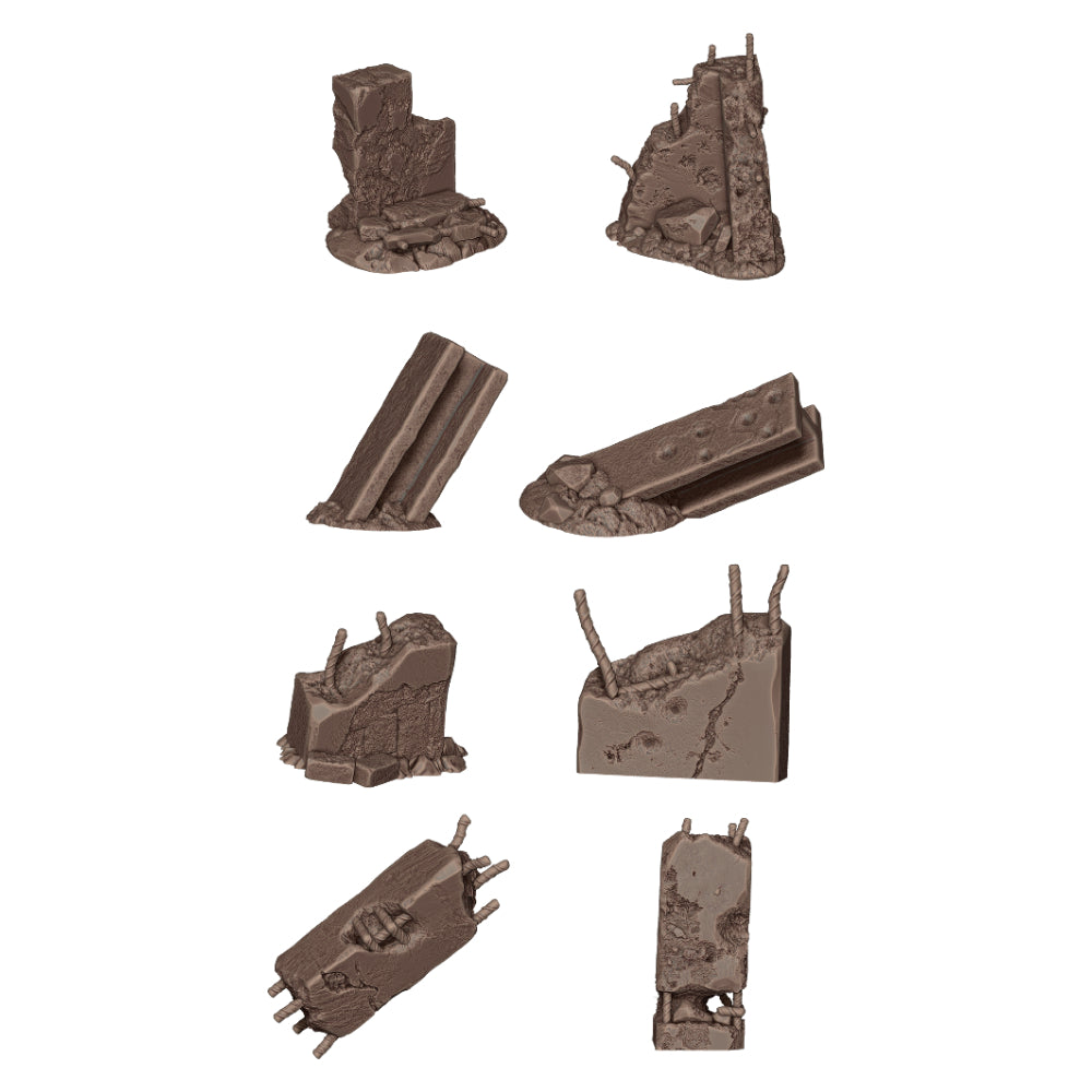 AK: Basing Bits - Concrete Ruins (8 Pieces) (AKBIT0023)