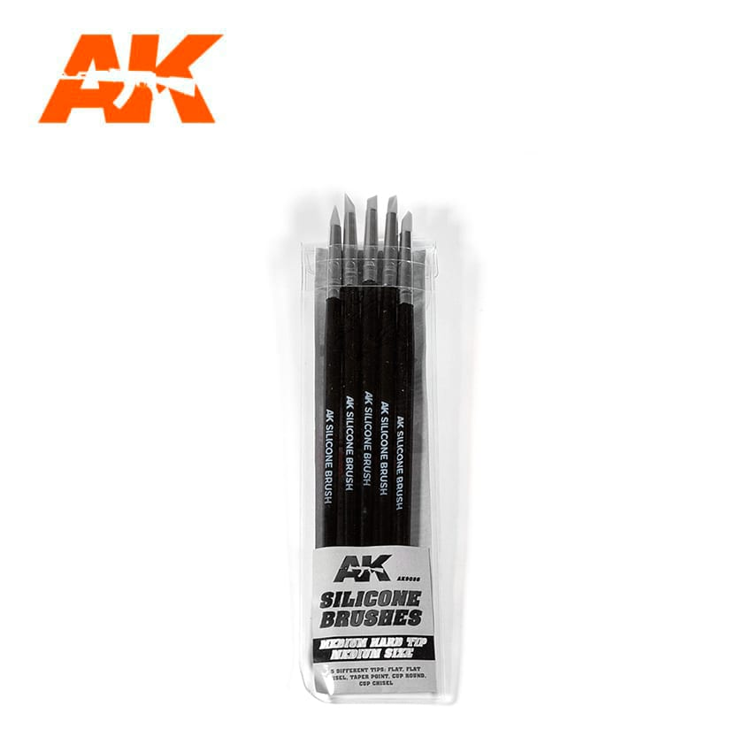 AK Interactive Silicone Brush Set (Medium Hard Tip/Medium Size)