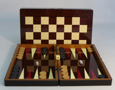 Backgammon - 15" Simple Wood Decoupage w/ Chess Back