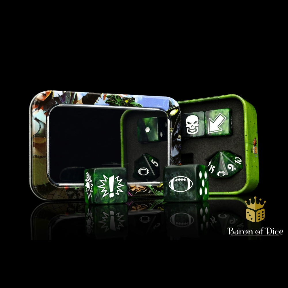 Baron of Dice: Bloody Football Dice - Warp Green Football (7 Dice Set)