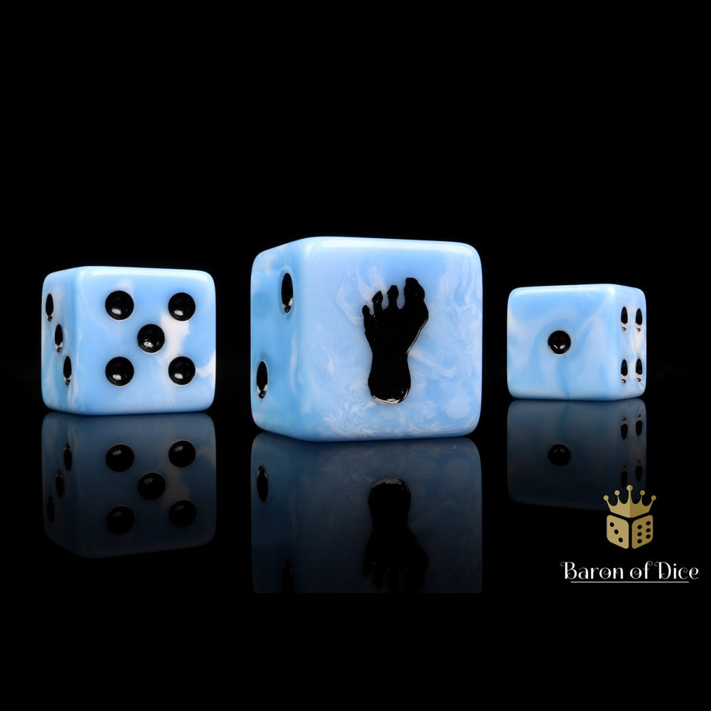 Baron of Dice: Giant Footprint Dice - Blue Frost (25D6)