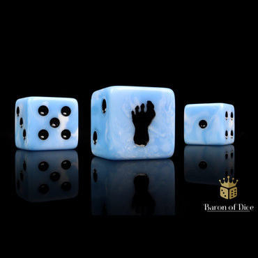 Baron of Dice: Giant Footprint Dice - Blue Frost (25D6)