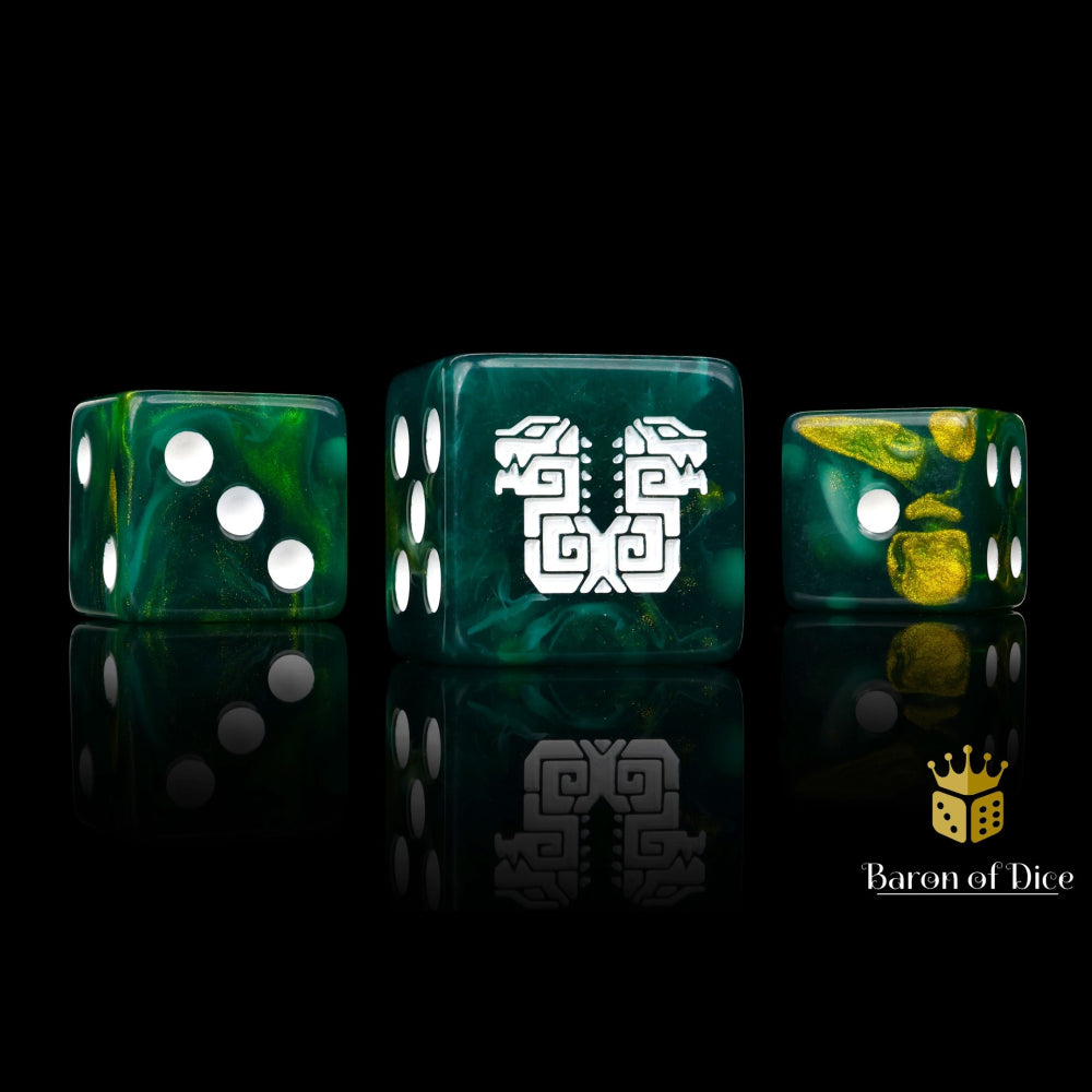 Baron of Dice: Twin Headed Lizard Dice - Green & Gold (25D6)