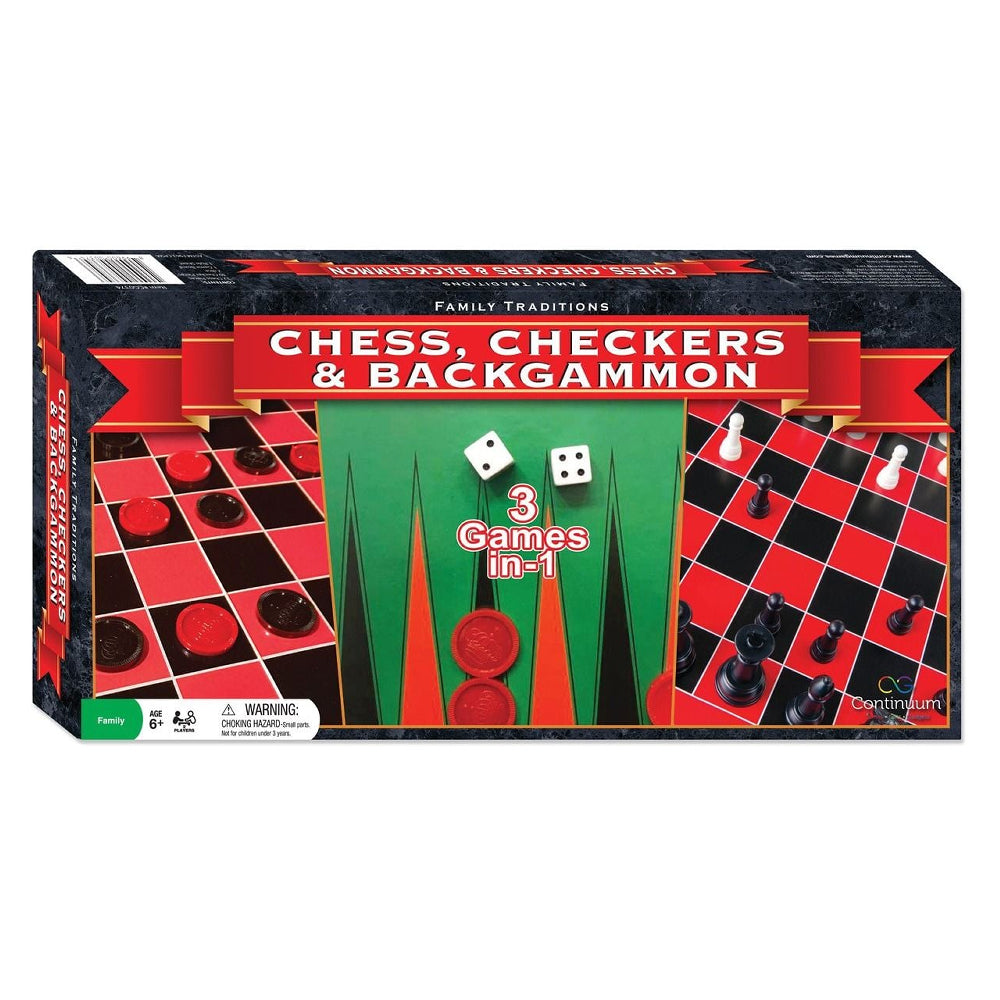 3 Games in-1: Chess, Checkers & Backgammon