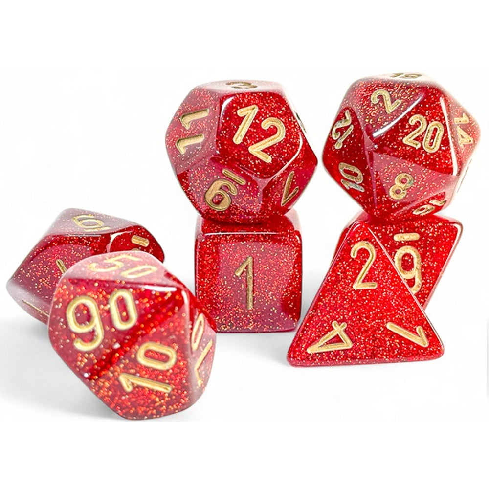 RPG Dice (Mega): Glitter Ruby/Gold (CHX22504)