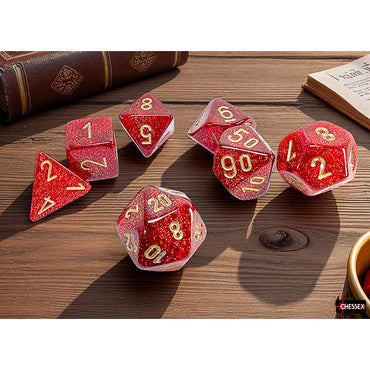 RPG Dice (Mega): Glitter Ruby/Gold (CHX22504)