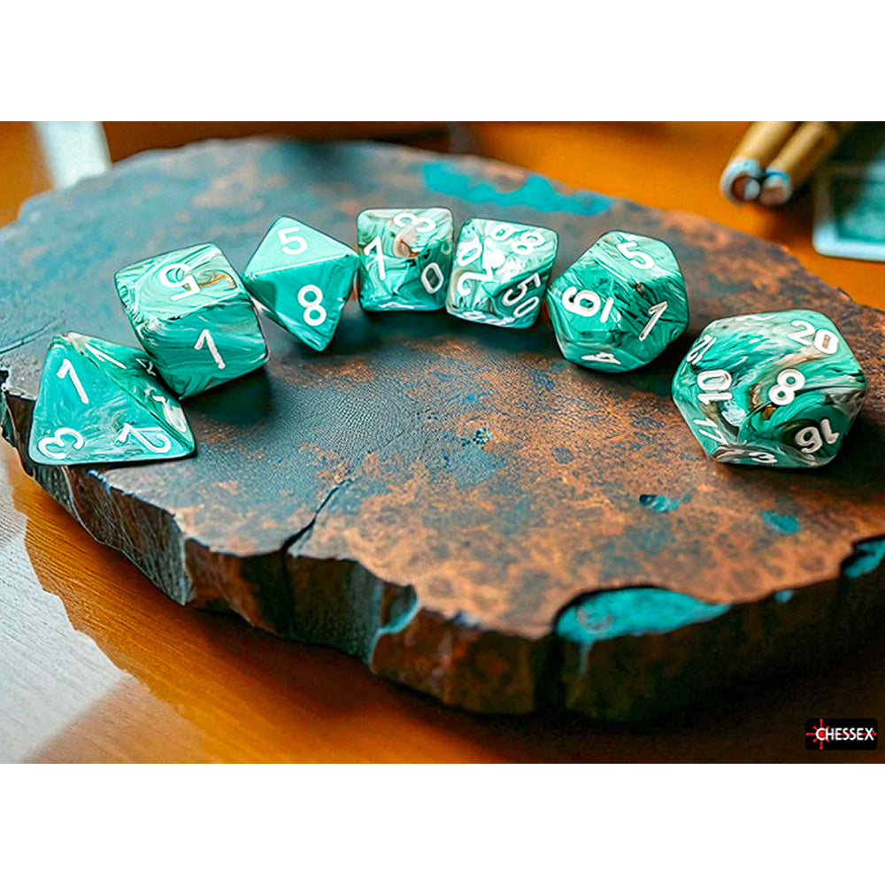 RPG Dice (Mega): Marble Oxi-Copper/White (CHX22403)