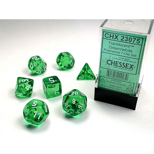 RPG Dice: Translucent Green/White (CHX)