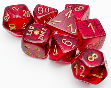 RPG Dice: Translucent Crimson Gold (CHX30058)