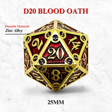 Metal D20 (25mm): Dungeon Delve Runestones - Blood Oath (Norse Foundry)