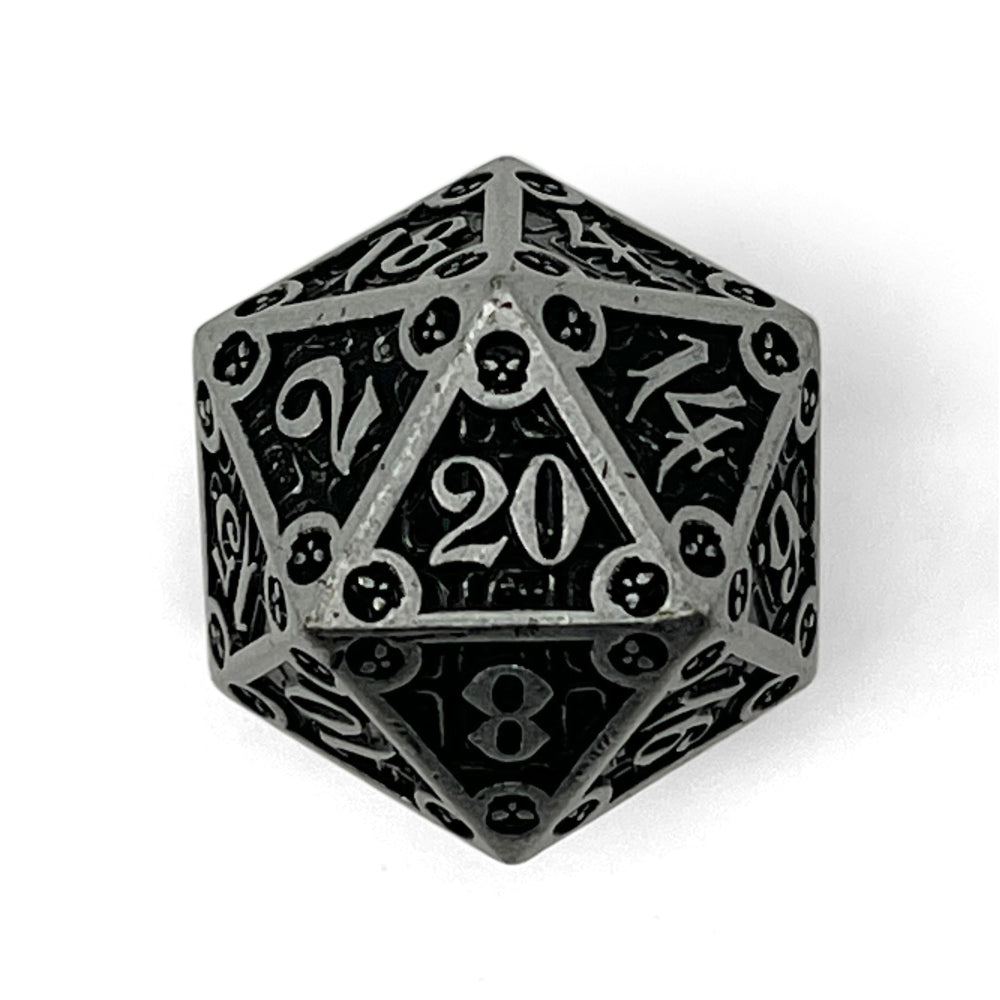 Metal D20 (25mm): Dungeon Delve Runestones - Shadow Knight (Norse Foundry)