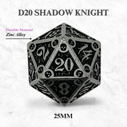 Metal D20 (25mm): Dungeon Delve Runestones - Shadow Knight (Norse Foundry)