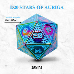 Metal D20 (25mm): Meteor Runestones - Stars of Auriga (Norse Foundry)