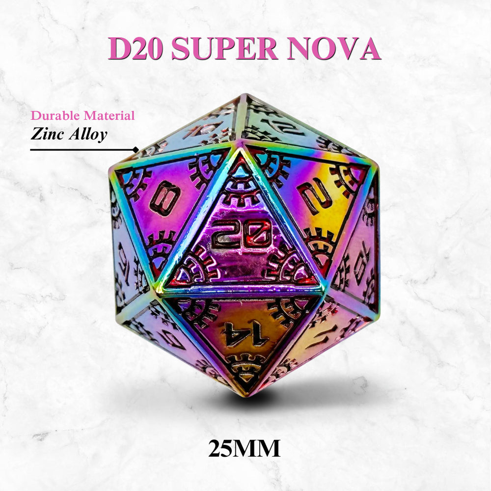 Metal D20 (25mm): Meteor Runestones - Super Nova (Norse Foundry)