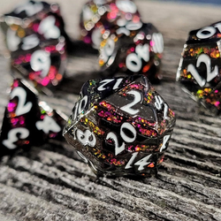 Forged Dice: Mini Metal RPG Set - Dark Sakura