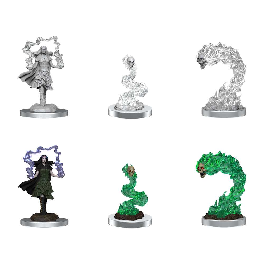 D&D Minis: Dark Spellcaster and Flameskulls (Unpainted / WV21)