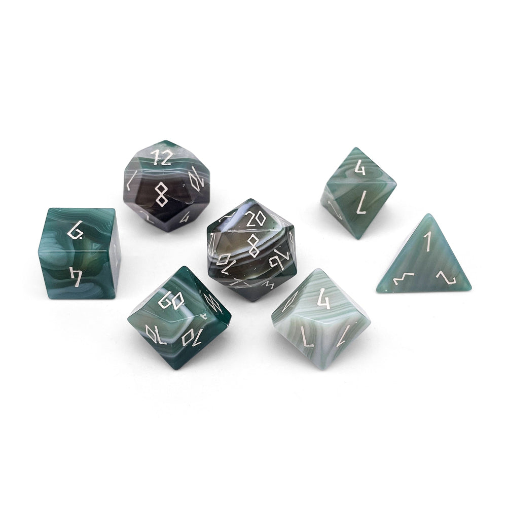 Gemstone RPG Dice: Green Striped Agate (Norse Foundry)