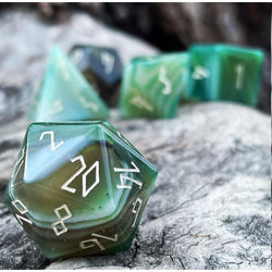 Gemstone RPG Dice: Green Striped Agate (Norse Foundry)