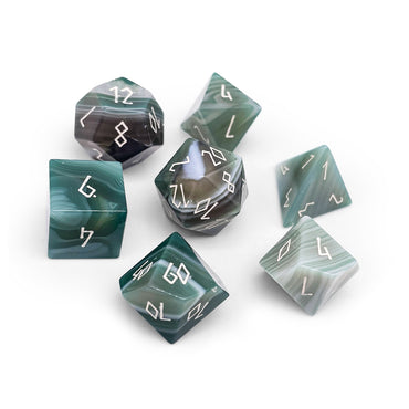 Gemstone RPG Dice: Green Striped Agate (Norse Foundry)