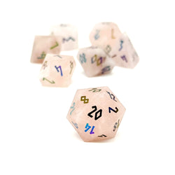 Gemstone RPG Dice: Rose Quartz + Raised Holo Font (Norse Foundry)